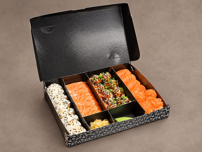 Combinado de sushi com sashimis e uramakis do Nagano